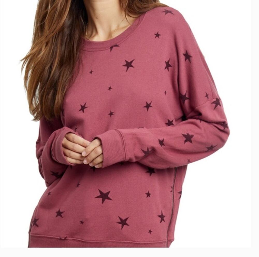 Rails Sz XS Women's Marlo Garnet Flocked Stars Side Zipper Sweatshirt